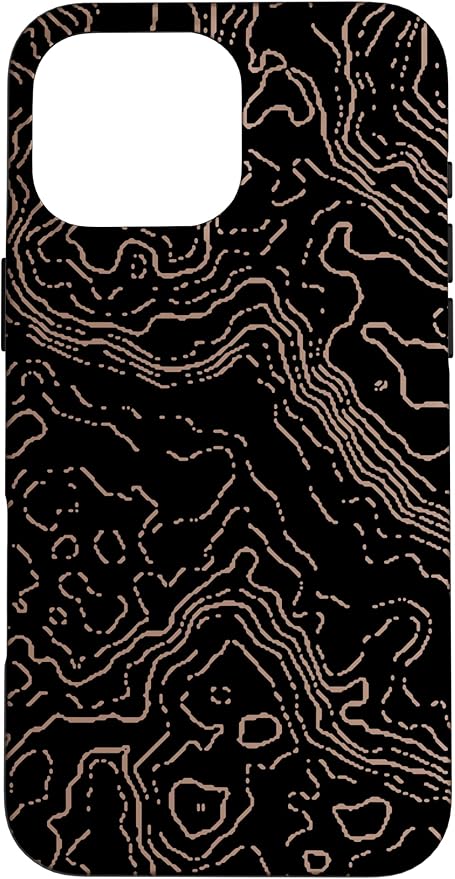 Topography Black & Brown Abstract Pattern Topographic Map Case for iPhone 16 Pro Max
