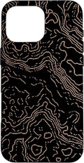 Topography Black & Brown Abstract Pattern Topographic Map Case for iPhone 16 Pro Max