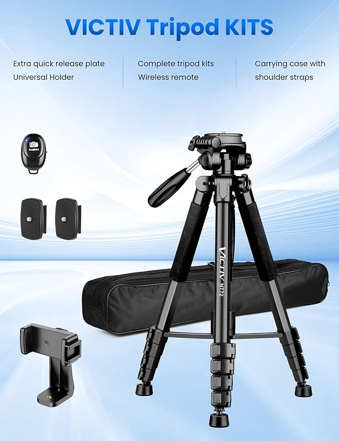 Tripod for Camera, 72" Tall Camera Tripod Monopod with Remote, Professional Heavy Duty Compact Camera Stand for Phone,DSLR, Spotting Scope, Telescope, Binocular