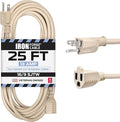Iron Forge Cable Weatherproof 25 Ft Outdoor Extension Cord - 16/3 SJTW Heavy Duty Light Brown Extension Cord 3 Prong - 13 Amp Exterior Power Cable