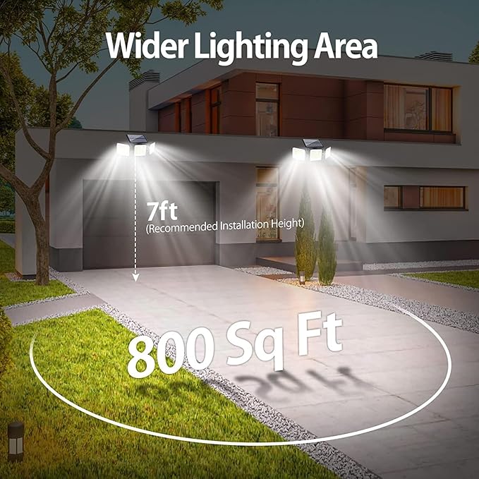 2 Pack 180 LED Solar Flood Light Outdoor,Motion Sensor Outdoor Lights,IP65 Waterproof,3 Adjustable Heads Outdoor Solar Lights,Solar Lights for Outside Fence Driveway Walkway