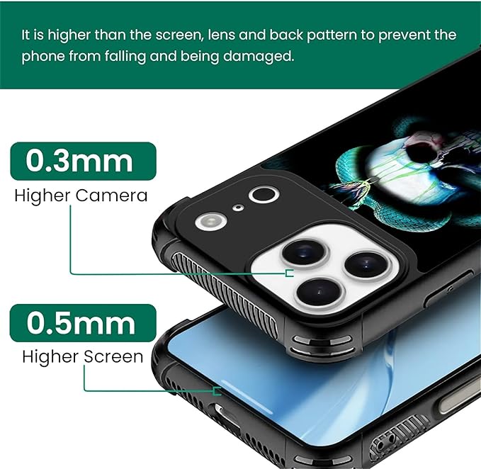 for iPhone 17 Pro Max Case,for MagSafe Graphic Design for Girl Boy Soft Silicone Hard Acrylic Shock Protection Designed for iPhone 17 Pro Max Skeleton Winding Snake Pattern