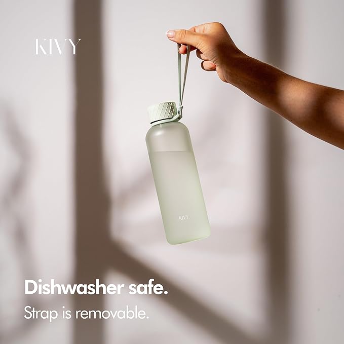 KIVY Slim Water Bottle 22oz [Lightweight & Shatterproof] - Small Drinking Waterbottle - Tritan Bottle Without Straw for School, Sport & Travel - Drinking Bottle Dishwasher Safe, BPA Free - Sage Green