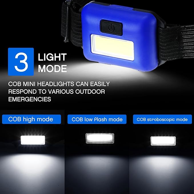 48 Pack LED Headlamp Flashlight Bright Waterproof Head Lamp Torch Cob Flood Head Light Bulk 800 lumens with 3 Modes 144 AAA Batteries for Adult Running Camping Night Survival(Multicolor)