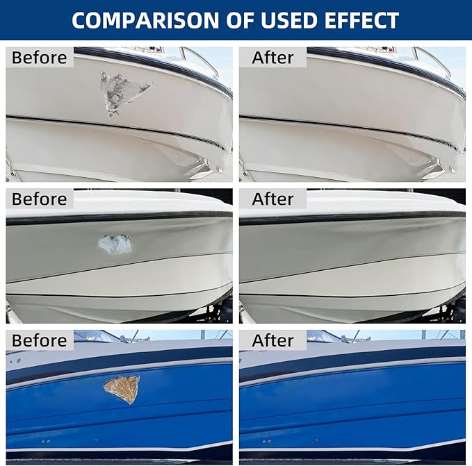 FENFANDAS Fiberglass Boat Repair Kit (Color Match), Gel Coat Repair Kit for Boats, Marine Fiberglass Repair Kit for Boats, Epoxy Filler for Boats, Fiberglass Repair Kit Fix Holes Chips Pits Cracks