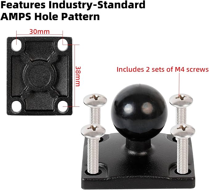 Aluminum GPS Mount with AMPS Drill Base Compatible Replacement for Garmin DriveSmart 50 51 61 65 70 76, Drive 51 55 60 61, nüvi 42 52 57 2539 2597 2689, RV 660 770, dēzl 570 580