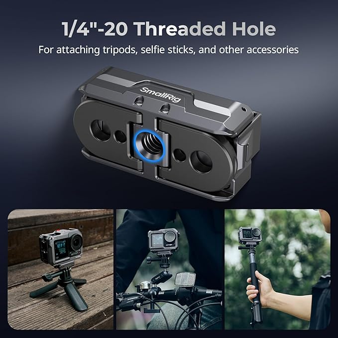 SMALLRIG Magnetic Mount Adapter for DJI OSMO 360 / Action 5/4 / 3 - Quick-Release Aluminum Base with 1/4" Thread & Foldable Connector for Tripods, Selfie Sticks, Vlogging Accessories - 3662B