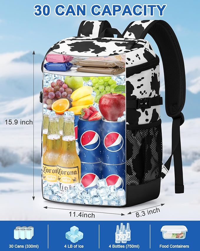 Pritent Cooler Backpack for Men Women Insulated Waterproof Backpack Cooler Leak Proof Cooler Bag Lightweight Lunch Backpack for Camping Beach Travel Picnic