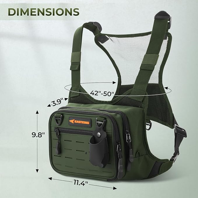 KastKing Bait Boss Water-Resistant Fishing Chest Pack With EVA Zip-Down Workstation, MOLLE Storage, Adjustable Chest Straps