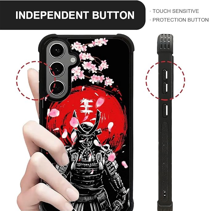 for Samsung Galaxy S24/S25 Plus Case, Sakura Japanese Samurai Pattern Graphic Design Girl Boy Soft Silicone Hard Acrylic Shock Protection for Samsung Galaxy S24/S25 Plus