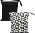 Wet Dry Bags 2 Pack,Waterproof Reusable Travel Bags for Swimsuits,Baby Cloth Diapers,Beach,Pool,Gym Bag & Wet Clothes with 2 Pockets -Daisy