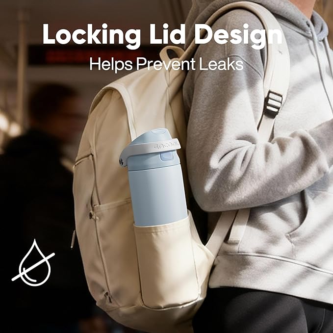 ENCOOL Leakproof Insulated Water Bottle with Straw Dual-Sip Water Bottle Bag-Safe Design for Work, Commute & Gym – Keeps Drinks Cold All Day, 32 oz, Misty Grey