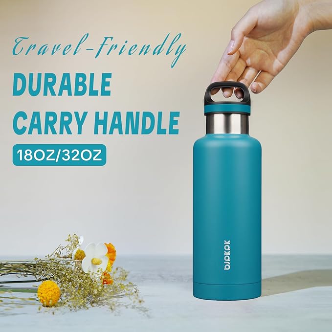 BJPKPK Insulated Water Bottle 32OZ Stainless Steel Water Bottle with Handle Double Walls Vacuum Insulated BPA Free Flask, Laguna