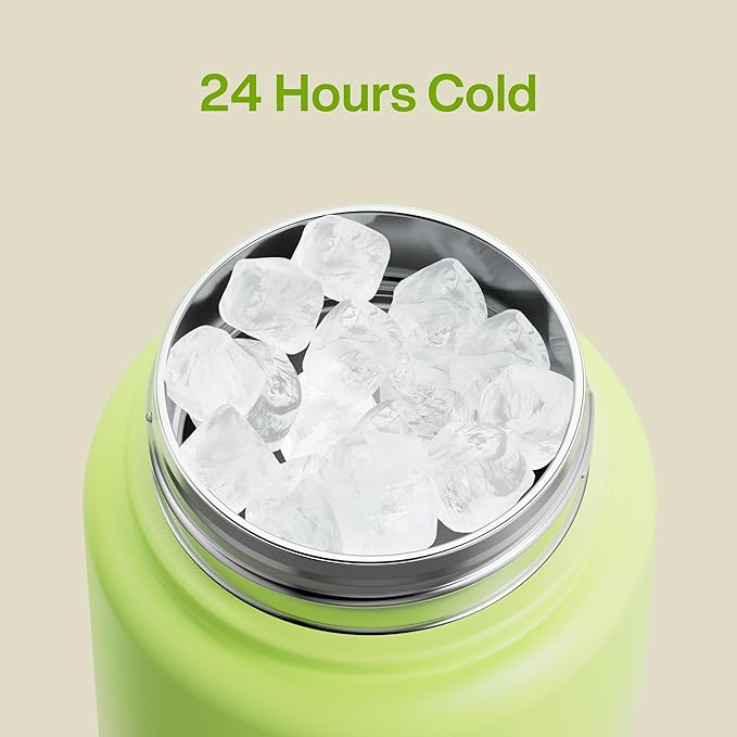 ENCOOL Insulated Water Bottle with Straw Stainless Steel Water Bottle, Leak-Proof, BPA-Free, Double Wall Vacuum Keeps Cold for 24 Hours for Sports, Travel, School (32 oz, Morning Dew)