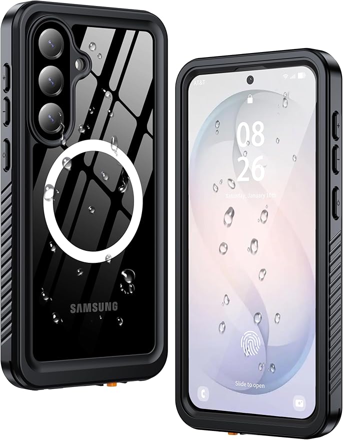 ANTSHARE IP68 Waterproof Case for Samsung Galaxy S26 Plus [2026] - MagSafe Compatible, Built-in Screen/Lens Protector - Shockproof Full Body Protection for Swimming/Outdoor, Black/Clear