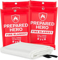 Prepared Hero Emergency Fire Blanket - 4 Pack - Fire Suppression for Kitchen, 39” x 39” Fiberglass Fire Blanket for Home