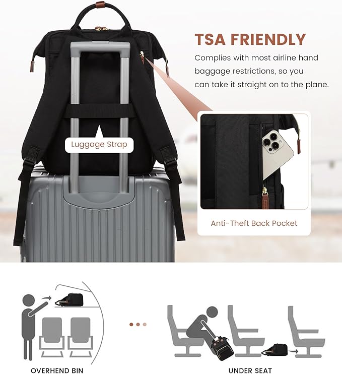 LOVEVOOK Laptop Backpack for Women, 17.3'' Waterproof Nurse Bag Teacher Work Backpack Purse for Women, Travel Computer Backpack for College Office Business Ladies