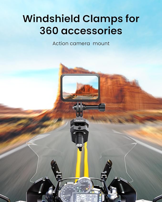 Motorcycle Windshield Clip Camera Mount for Insta360 X5/X4/X3 for GoPro for DJI Osmo Action Motorcycle Mount Clamps for Insta360 X5 Accessories