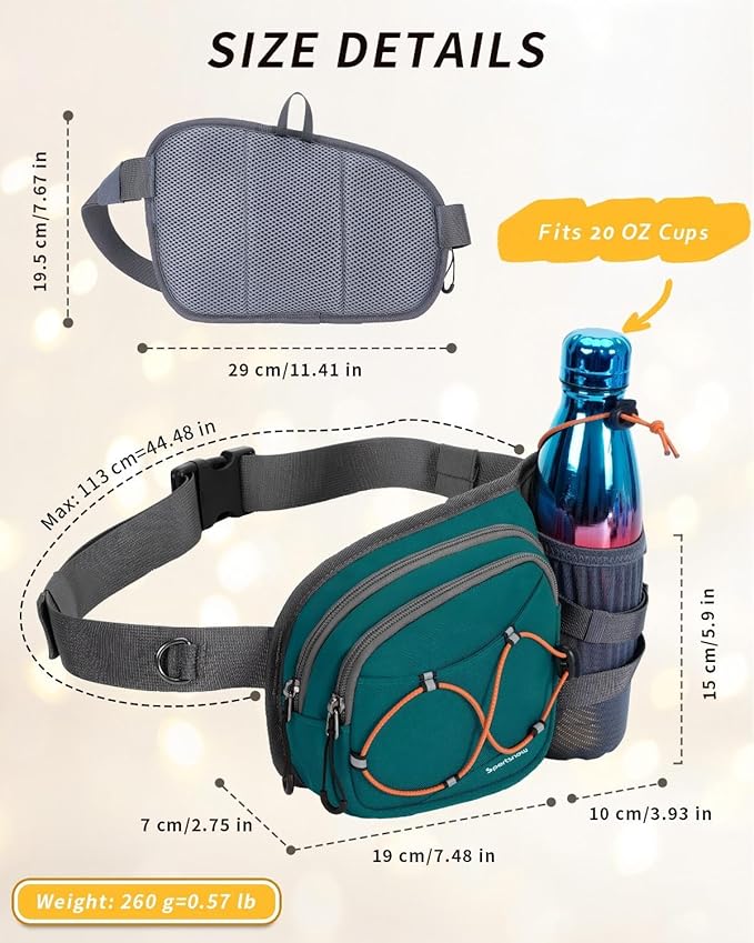 sportsnew Hydration Waist Pack with Water Bottle Holder, 2L Large Fanny Pack for Running Hiking Dog Walking, Water-Resistant Crossbody Waist Bag for Men Women, Patent Pending