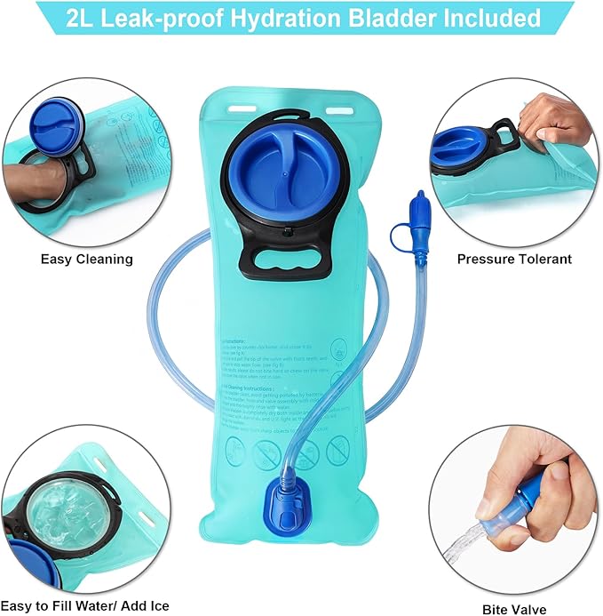 MIYCOO Hydration Backpack - Lightweight Water Backpack with 2L Water Bladder Bag, Running Hydration Vest Backpack for Men Women, Hydration Pack for Hiking, Cycling, Climbing