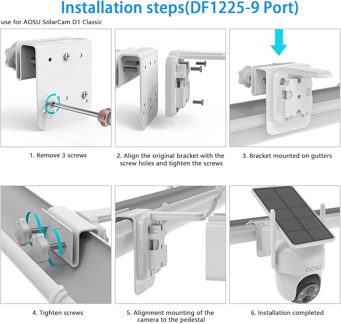 Gutter Mount for AOSU Solar Security Cameras Outdoor Wireless(SolarCam D1 Classic) and ANSQUE Security Cameras Wireless Outdoor (GU01/SA01)（1pack,White）