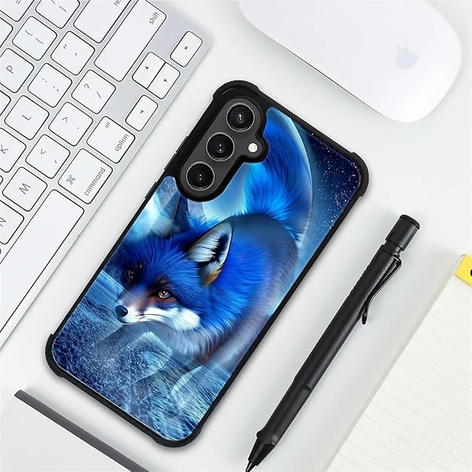 for Samsung Galaxy S23 FE Case, Snowy Mountain Fox Lake Pattern Graphic Design Girl Boy Soft Silicone Hard Acrylic Shock Protection for Samsung Galaxy S23 FE