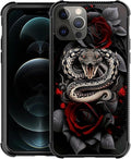 for iPhone 11 Pro Case, Entwined Rose Snake Pattern Graphic Design Girl Boy Soft Silicone Hard Acrylic Shock Protection for iPhone 11 Pro