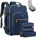 LOVEVOOK Travel Backpack for Women & Men 50L,Airline Approved Carry On Backpack Travel Essentials,TSA Carry on Luggage,Waterproof Personal Item Travel Bag,Suitcase with 3 Packing Cube,Blue green-Black