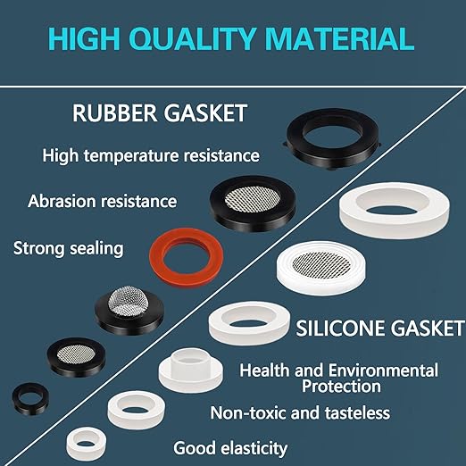 KEZE 24 Sizes Plumbing Washers Assorted Kit 165 PCS Garden Hose Washer Rubber Self Locking Tabs & Shower Head Silicone Gasket Seals,Water Hose Washers with Screen Filter for Repair Connection