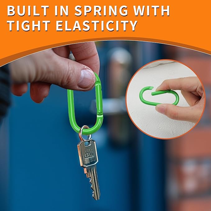 16 Pcs Carabiners Clip,Oval Shape Cute Carabiner Keychain Clip Aluminum Hook Accessories