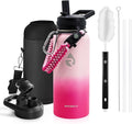 RAYMYLO Insulated Water Bottle 32 oz, Triple Wall Vacuum Stainless Steel (Cold for 24Hrs, Hot for 12Hrs), Leak Proof & Non-BPA, Modern Water Flask Jug with Paracord Handle & Straw Spout Lids