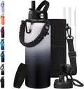 BENZZO 40 oz Water Bottle with Straw - Insulated Water Flask with Straw & Auto Spout Lid, Paracord Handle & Carrying Case, Keep Cold 48H Hot 24H Metal Water Hydro for Hiking Running