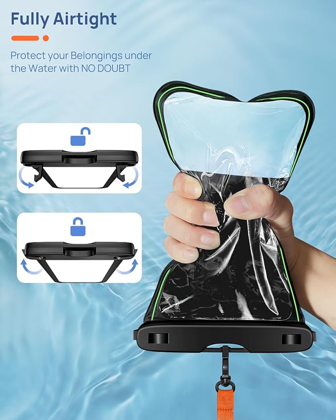 Lanhiem 10.5" Large Floating IP68 Waterproof Phone Pouch, Universal IPX8 Dry Bag 1 Pack with Lanyard for iPhone 17 16 15 Pro Max, Samsung Galaxy S25 Ultra S24 S23, S25 FE, Pixel 10 9 8 Pro XL, Black