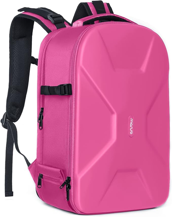 MOSISO Camera Backpack, DSLR/SLR/Mirrorless Photography Camera Bag 15-16 inch Waterproof Hardshell Case with Tripod Holder&Laptop Compartment Compatible with Canon/Nikon/Sony, Rose Red
