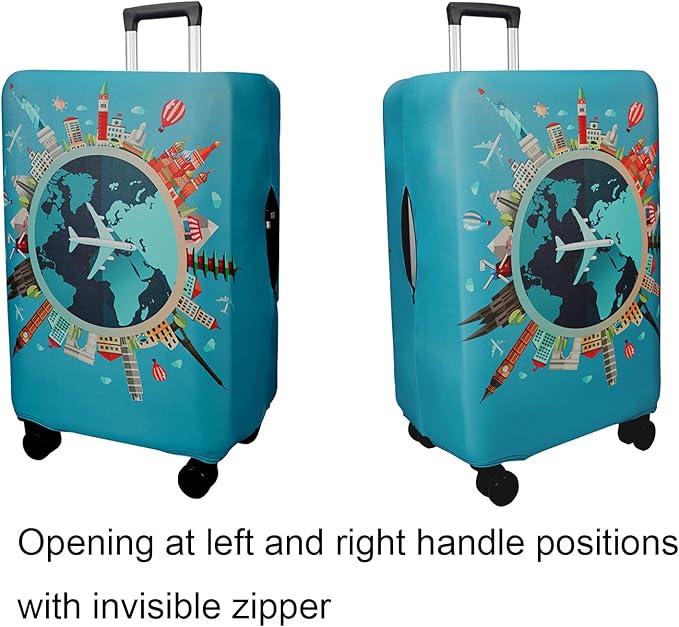 WUJIAONIAO Travel Luggage Cover Baggage Suitcase Cover Protector Skins 18-32 Inch (A15 Go Travel, L (for 25-28 inch luggage))