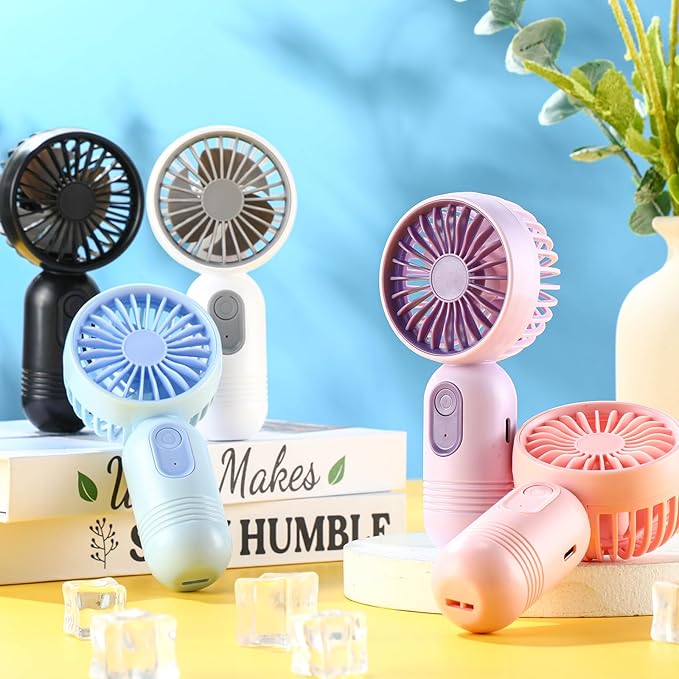 Rossesay 36 Pcs Mini Portable Fan Bulk Cute Handheld Lightweight Small Little Personal Hand Eyelash Fan 3 Speeds USB Rechargeable for Women Men Indoor Outdoor Makeup Travel (Multicolor)