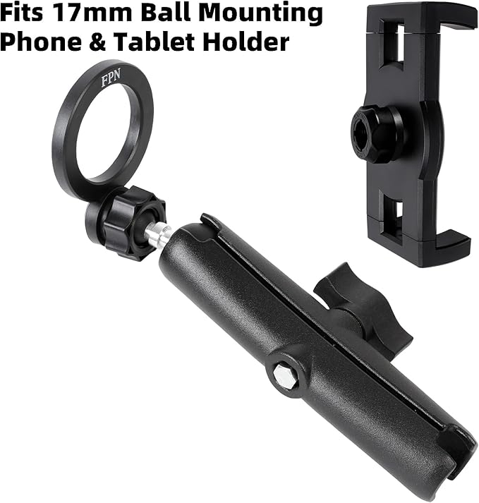 1" to 17mm (0.67") Ball Adapter with 5.9" Long Double Socket Arm, Compatible with RAM B Size Mounts, Fits Garmin GPS Mount and 17mm Swivel Ball Mounting Phone Holder