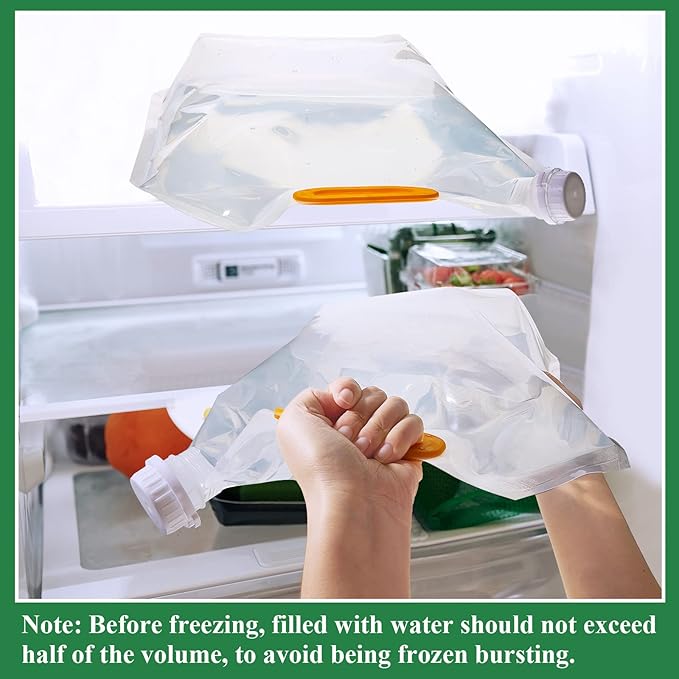 Tessco for you 12 Pack 1.3 Gallon Collapsible Water Storage Bag Water Container Emergency Jug Plastic Storage Pouch Freezable Carrier Tank Foldable Bottle for Outdoor Sport Camping (Clear)