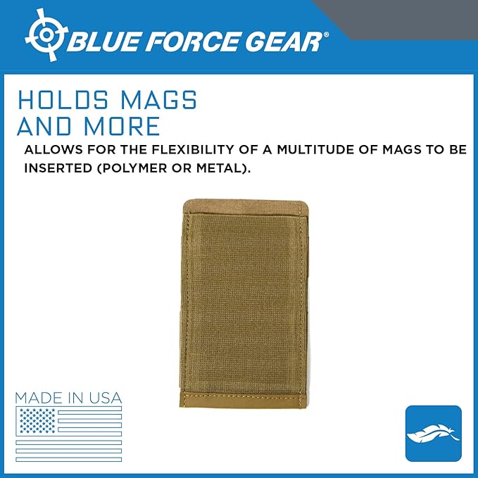 Blue Force Gear - Single Magazine Pouch - MOLLE Tactical Mag Holder - Airsoft & Tactical Accessories - Stackable Pouches for Duty Belt, Vest, or Plate Carrier - 3.5 x 5.5 x .13 Inches