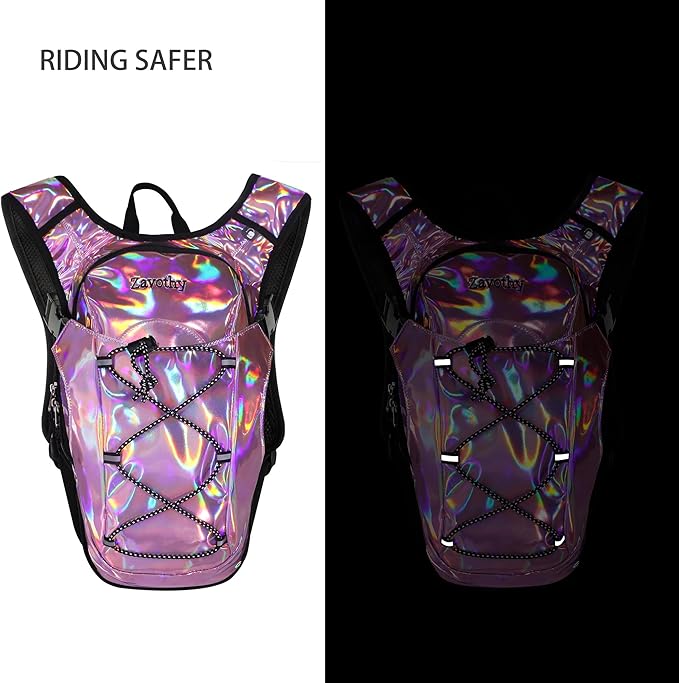 Reflective Hydration Backpack, Hydration Pack - Water Backpack with 2L Hydration Bladder, Essential for Festivals - Rave Hydration Pack for Hiking, Running, Cycling, and Festivals
