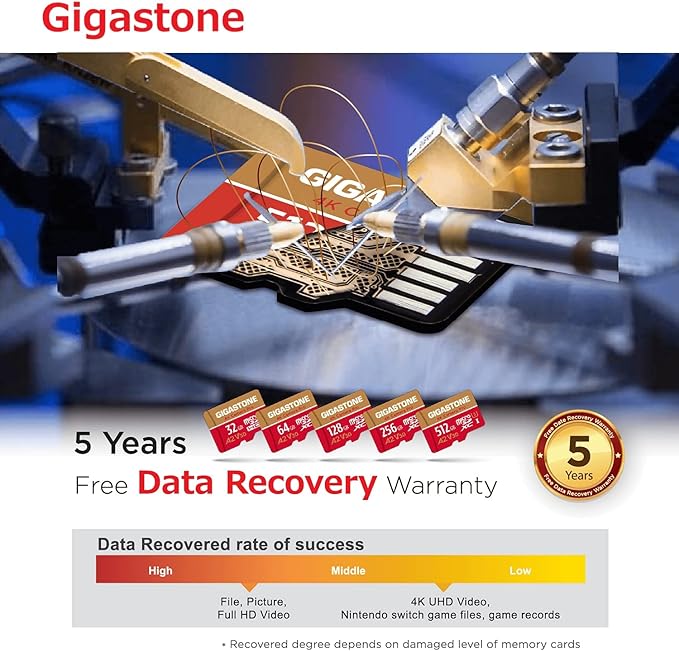 【5-Years Data Recovery】 GIGASTONE 64GB Micro SD Card 10-Pack, 4K Camera Pro, for GoPro, Security Camera, Wyze, DJI, Drone, Dash Cam, R/W up to 95/35MB/s MicroSDXC Memory Card UHS-I U3 A2 V30