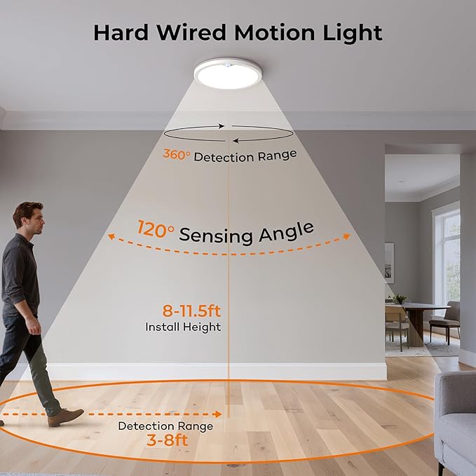 Annaror 2Pack Motion Ceiling Light with Remote, 8.7IN Wired Motion Sensor Light Indoor 3000K/4000K/5000K, Closet Lights Motion Sensored with Timer, Dimmable Motion Activated Light for Hallway Stair