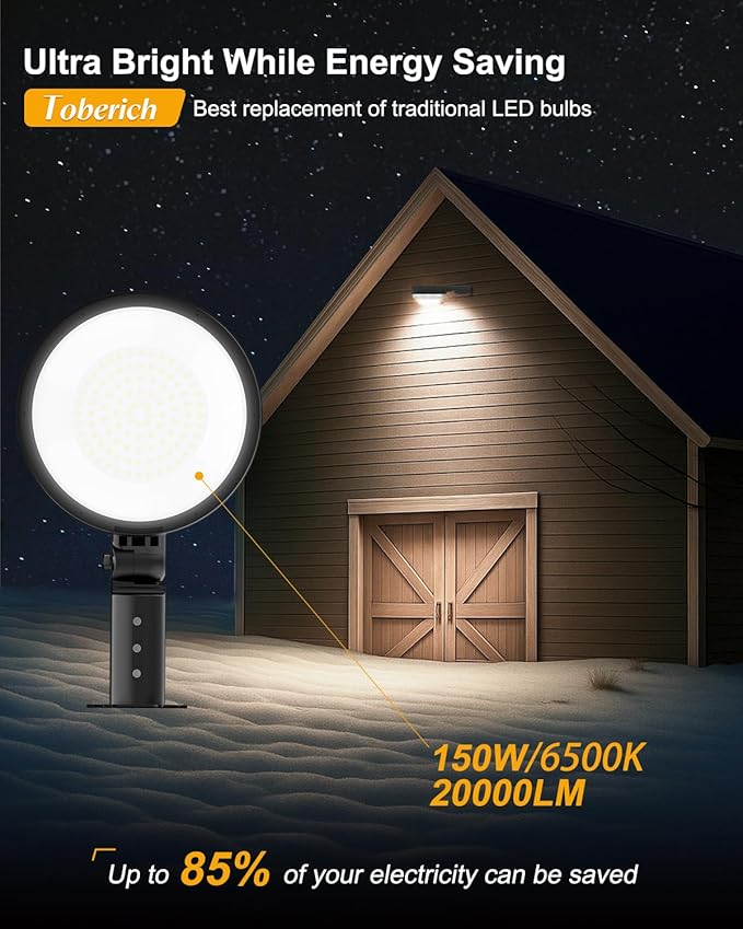 LED Barn Light, 150W 20000LM Yard Area Lights Dusk to Dawn Outdoor Lighting with Upgraded Photocell 6500K Adjustable Angle Daylight IP66 Waterproof Street Lights for Security/Farmhouse/Garage
