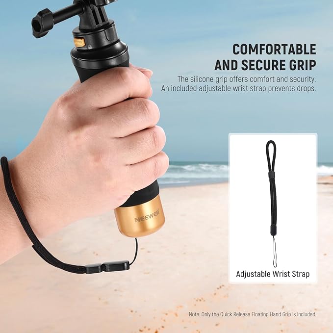 Neewer Floating Hand Grip for Action Camera with Quick Release Mount Adapter, 1/4" Screw Adapter & Wrist Strap, Underwater Handle Stick Accessories Kit Compatible with GoPro Insta360 DJI, GP23