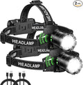 Kmivo Headlamp Rechargeable 99,000LM Super Bright, 2pack LED Head Lamp with 3 Modes, 90°Adjustable Head Lights for Forehead, IPX6 Waterproof HeadLamps for Camping Hiking (2)