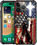 for iPhone 14 Pro Case, Red American Flag Horse Cross Pattern Graphic Design Girl Boy Soft Silicone Hard Acrylic Shock Protection for iPhone 14 Pro