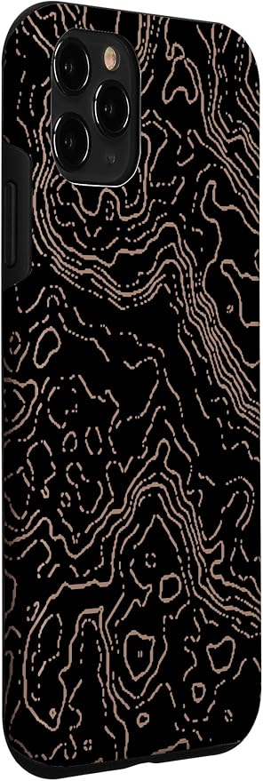Topography Black & Brown Abstract Pattern Topographic Map Case for iPhone 11 Pro