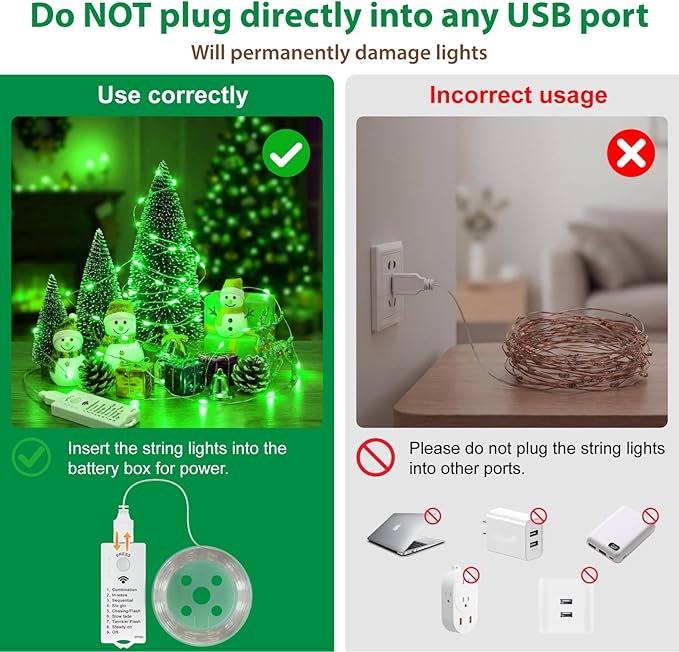 HXWEIYE Rechargeable Fairy Lights with Remote & DIY Timer, 33ft 100LED Battery Operated Twinkle String Lights, 8 Modes Decor Light for Bedroom Indoor Wedding Dorm Christmas Tree Party (Green)