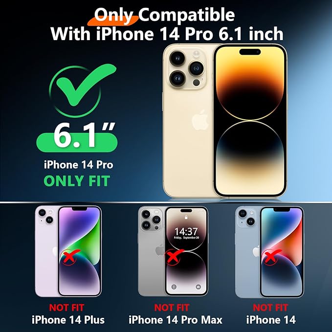 2024 New for iPhone 14 Pro Case Waterproof,[Built-in Screen Protector & Camera Protector][Full Body Shockproof][IP68 Underwater][Dustproof][Dropproof] Phone Case for iPhone 14 Pro 6.1"