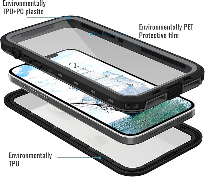iPhone 13 Pro Case, Waterproof & Shockproof Phone Case, Full Protection, IP68, 6.1 Inch, Black